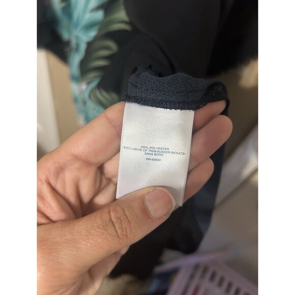 Lands End Women Swim Cover up Tunic Size 1X Sheer Black Floral Trim Beach Palm - Picture 8 of 8